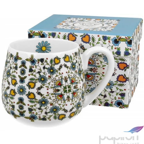 Bögre porcelán 430ml hordó alakú, Ethno Flowers
