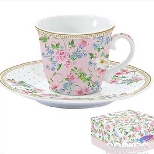 Csésze teás+alj Porcelán 2dl Garden Joy dobozban
