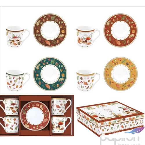 Csésze+alj kávés Porcelán 100ml Autumn Breeze 4db-os dobozban