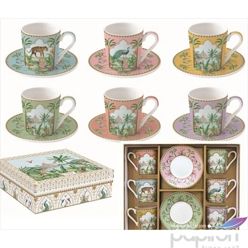 Csésze+alj kávés Porcelán 100ml Coffee Mania, Paradise Sauvage 6db-os dobozban