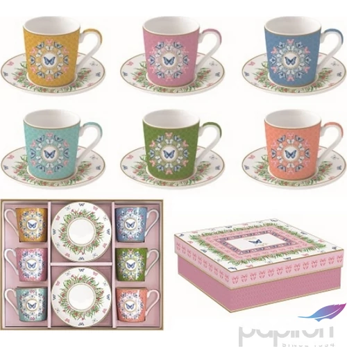 Csésze+alj kávés Porcelán 100ml Coffee Mania, Spring Parade 6db-os dobozban