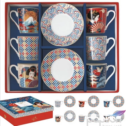 Csésze+alj kávés Porcelán 100ml Coffee Mania, Tokyo 6db-os dobozban