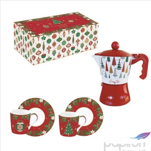 Csésze+alj kávés Porcelán 100ml Jingle Bells, Coffee Mania 2db-os dobozban