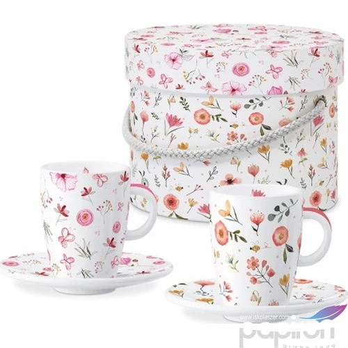 Csésze+alj kávés Porcelán 75ml Oh Happy Day 2db-os dobozban