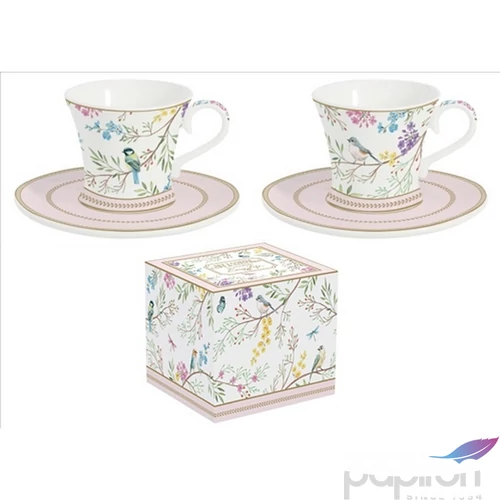 Csésze+alj kávés Porcelán 80ml Birds Melody 2db-os dobozban