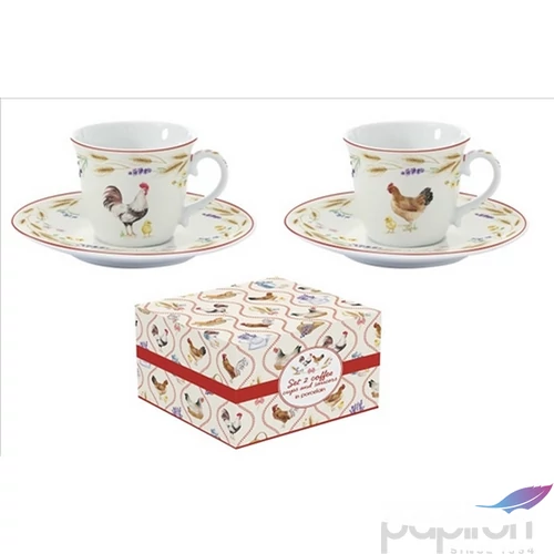 Csésze+alj kávés Porcelán 80ml Country Life 2db-os dobozban