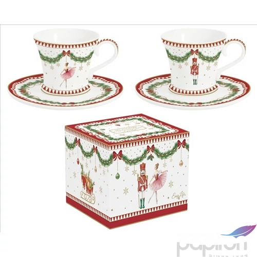 Csésze+alj kávés Porcelán 80ml Magie de Noel 2db-os dobozban