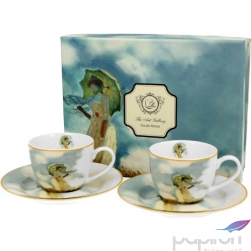Csésze+alj Porcelán 100ml Monet:Hölgy esernyővel 2db-os dobozban