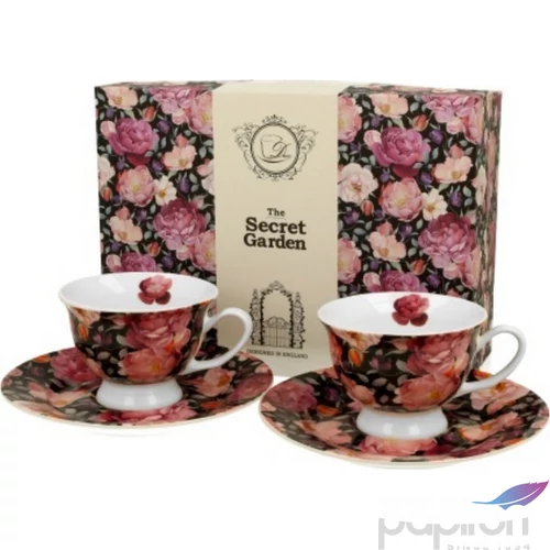 Csésze+alj Porcelán 100ml Spring Roses Black 2db-os dobozban