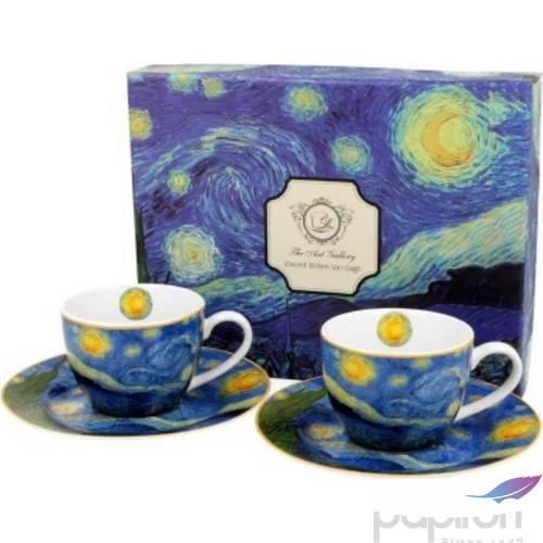 Csésze+alj Porcelán 110ml Van Gogh: Csillagos éj 2db-os dobozban
