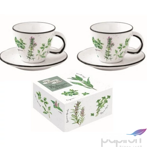 Csésze+alj kávés Porcelán 120ml Herbarium dobozban