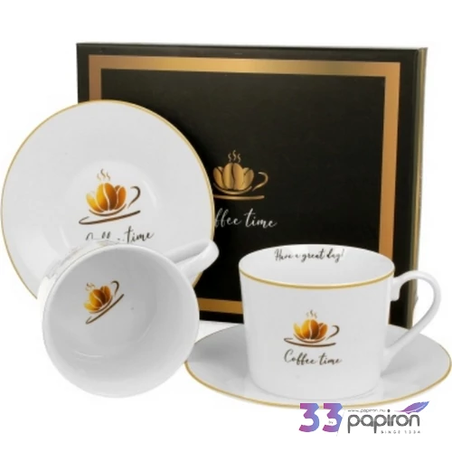 Csésze+alj Porcelán 2,3dl Coffee Time 1 2db-os dobozban