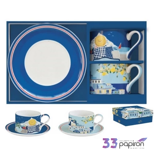 Csésze+alj Porcelán 2,4dl Coffee Mania,Sea Dreams 2db-os dobozban
