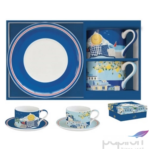 Csésze+alj Porcelán 2,4dl Coffee Mania,Sea Dreams 2db-os dobozban