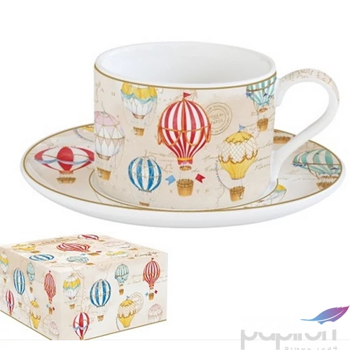 Csésze+alj teás Porcelán 2,4dl Air Balloons dobozban