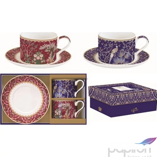Csésze+alj Porcelán 2,4dl Coffee Mania, Eclectic Chic 2db-os dobozban