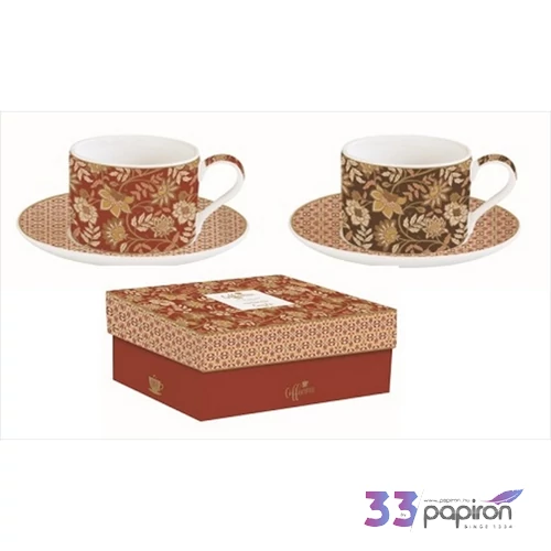 Csésze+alj Porcelán 2,4dl Coffee Mania, Fleurs Des Reves 2db-os dobozban