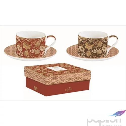 Csésze+alj Porcelán 2,4dl Coffee Mania, Fleurs Des Reves 2db-os dobozban