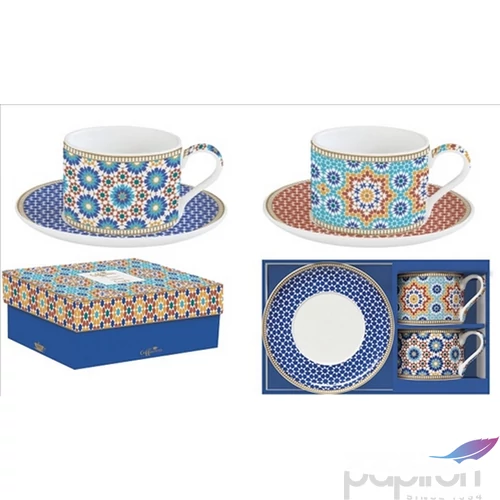 Csésze+alj Porcelán 2,4dl Coffee Mania, Marrakech 2db-os dobozban