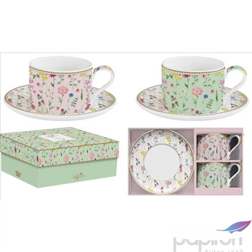 Csésze+alj Porcelán 2,4dl Coffee Mania, Meadow Flowers 2db-os dobozban