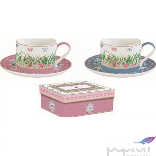 Csésze+alj Porcelán 2,4dl Coffee Mania, Spring Parade 2db-os dobozban