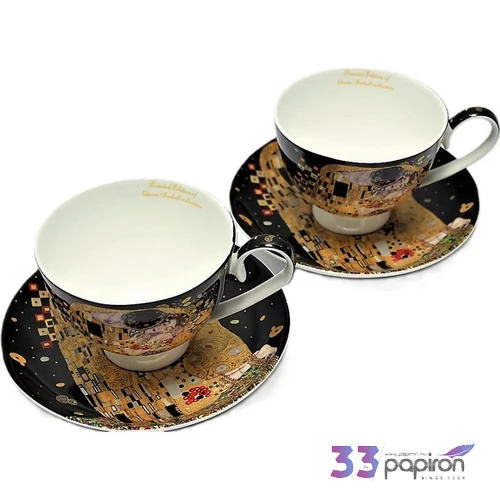 Csésze+alj Porcelán 250ml, 2 személyes, dobozban Klimt: The Kiss