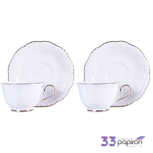 Csésze+alj Porcelán 250ml, 2 személyes, dobozban Bella Rosa