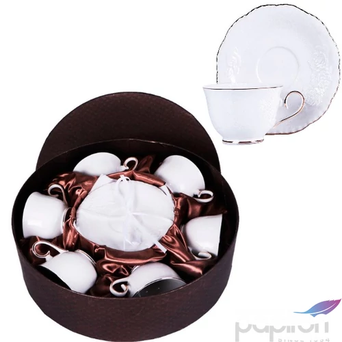 Csésze+alj Porcelán 250ml, 6 személyes, dobozban Bella Rosa