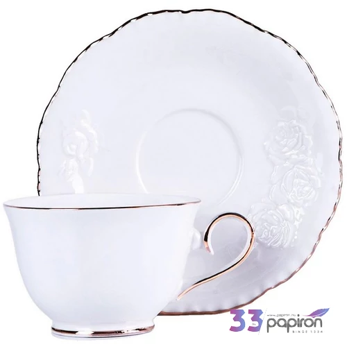 Csésze+alj Porcelán 250ml, 6 személyes, dobozban Bella Rosa