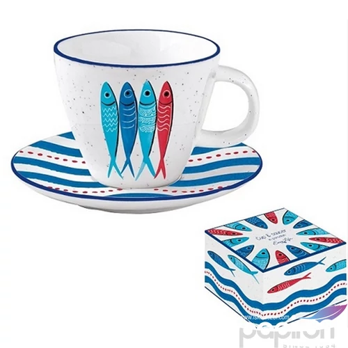 Csésze+alj Porcelán 2,5dl Mille Fleurs Blue dobozban