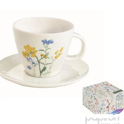 Csésze+alj Porcelán 2,5dl Mille Fleurs Yellow dobozban