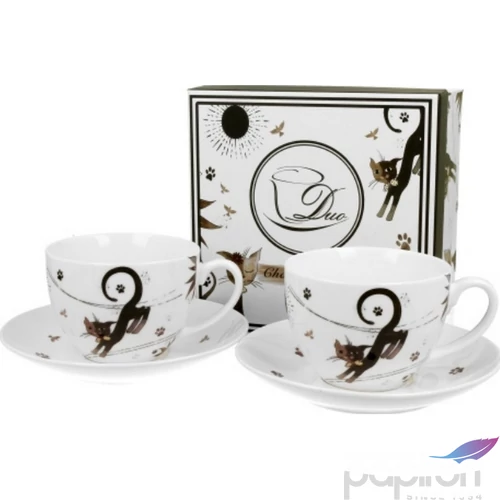 Csésze+alj Porcelán 25dl Charming Cats 2db-os dobozban
