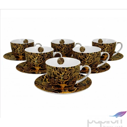 Csésze+alj Porcelán 2,5dl Klimt: Életfa 6db-os dobozban