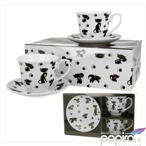 Csésze+alj Porcelán 2,5dl Koty Czarne 2db-os dobozban