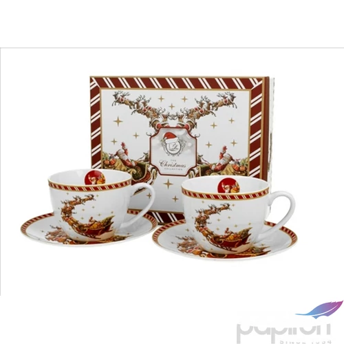 Csésze+alj Porcelán 2,5dl Santa on Sleigh 2db-os dobozban