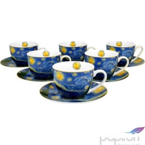 Csésze+alj Porcelán 2,5dl Van Gogh: Csillagos éj 6db-os dobozban