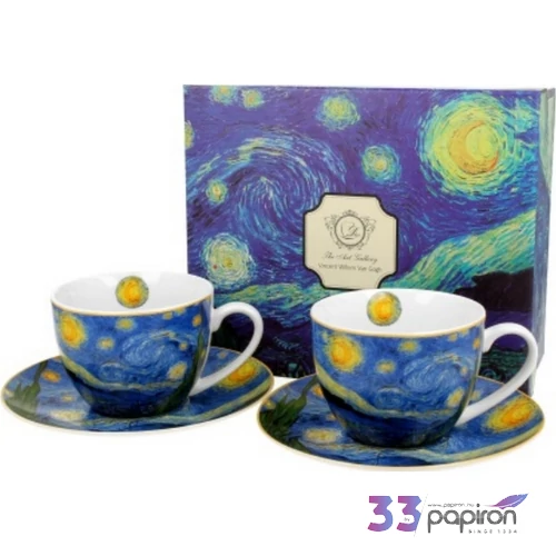 Csésze+alj Porcelán 2,5dl Van Gogh:Csillagos éj 2db-os dobozban