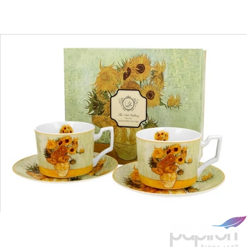 Csésze+alj Porcelán 270ml Van Gogh:Napraforgók 2db-os dobozban