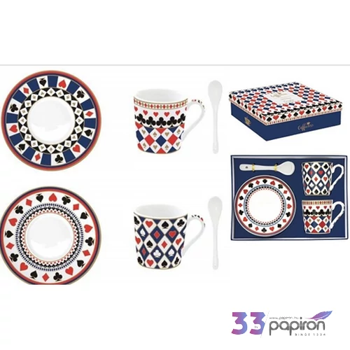 Csésze+alj kávés Porcelán 100ml kanállal, Coffee Mania, Casino Roy 2db-os dobozban