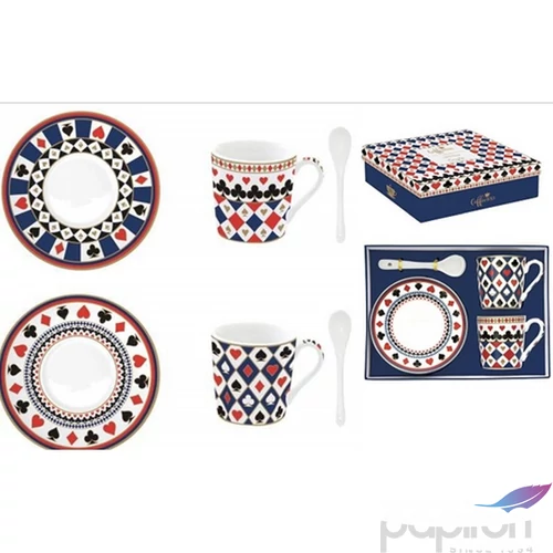 Csésze+alj kávés Porcelán 100ml kanállal, Coffee Mania, Casino Roy 2db-os dobozban