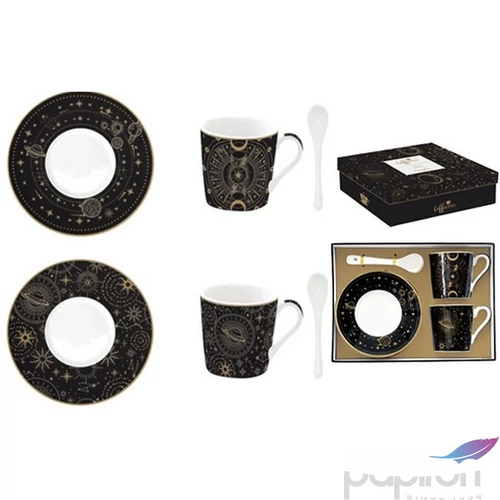 Csésze+alj kávés Porcelán 100ml kanállal, Coffee Mania, Celestial 2db-os dobozban