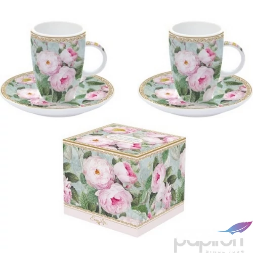 Csésze+alj kávés Porcelán 50ml Roses in Bloom 2db-os dobozban