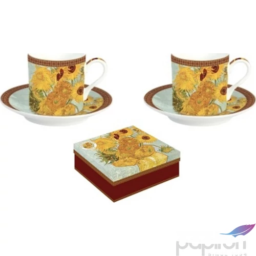 Csésze+alj kávés Porcelán 75ml Van Gogh: Napraforgók 2db-os dobozban