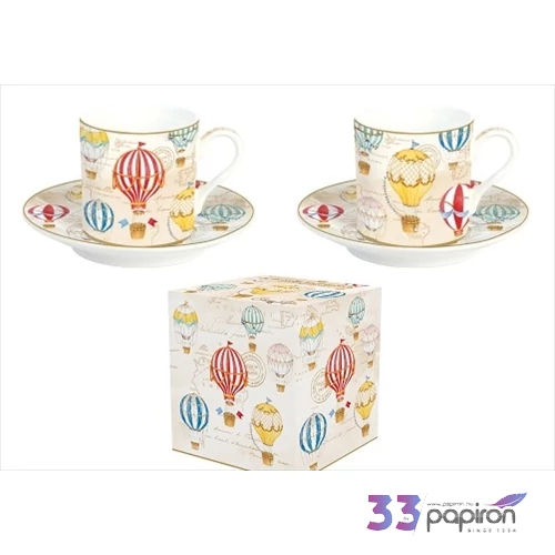 Csésze+alj kávés Porcelán 75ml Air Balloons 2db-os dobozban