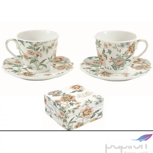 Csésze+alj kávés Porcelán 80ml Zen Garden White 2db-os dobozban