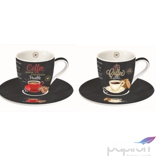 Csésze+alj Porcelán 90ml It's Coffee Time 2db-os dobozban