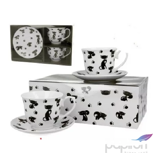 Csésze+alj Porcelán 2 személyes, cicás, 250ml