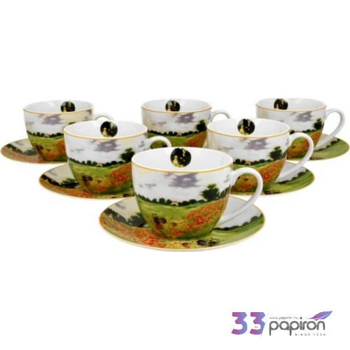 Csésze+alj Porcelán 3dl Monet: Pipacsmező 6db-os dobozban
