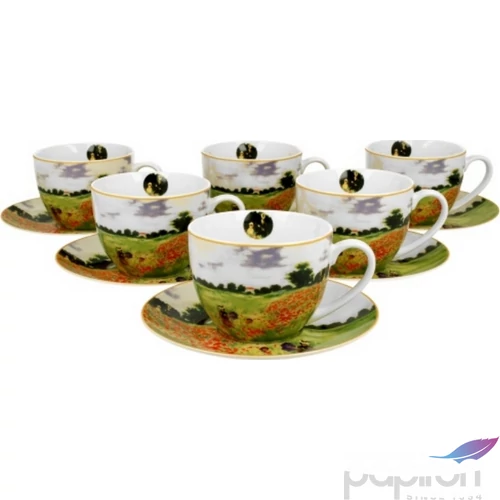 Csésze+alj Porcelán 3dl Monet: Pipacsmező 6db-os dobozban