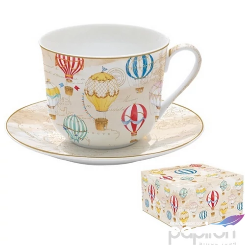Csésze+alj porcelán reggeliző 4dl Air Balloons dobozban